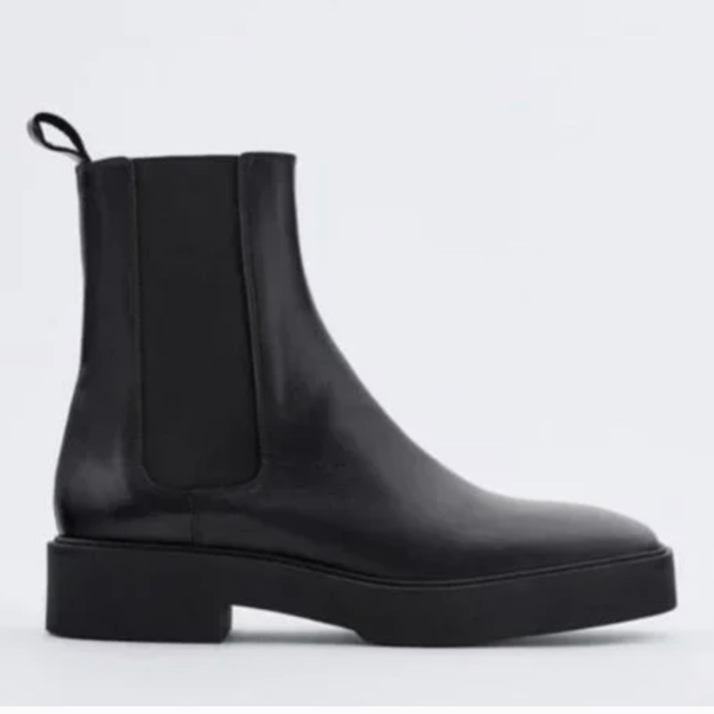 NWT Zara Low Heel Leather Ankle Boot - 41